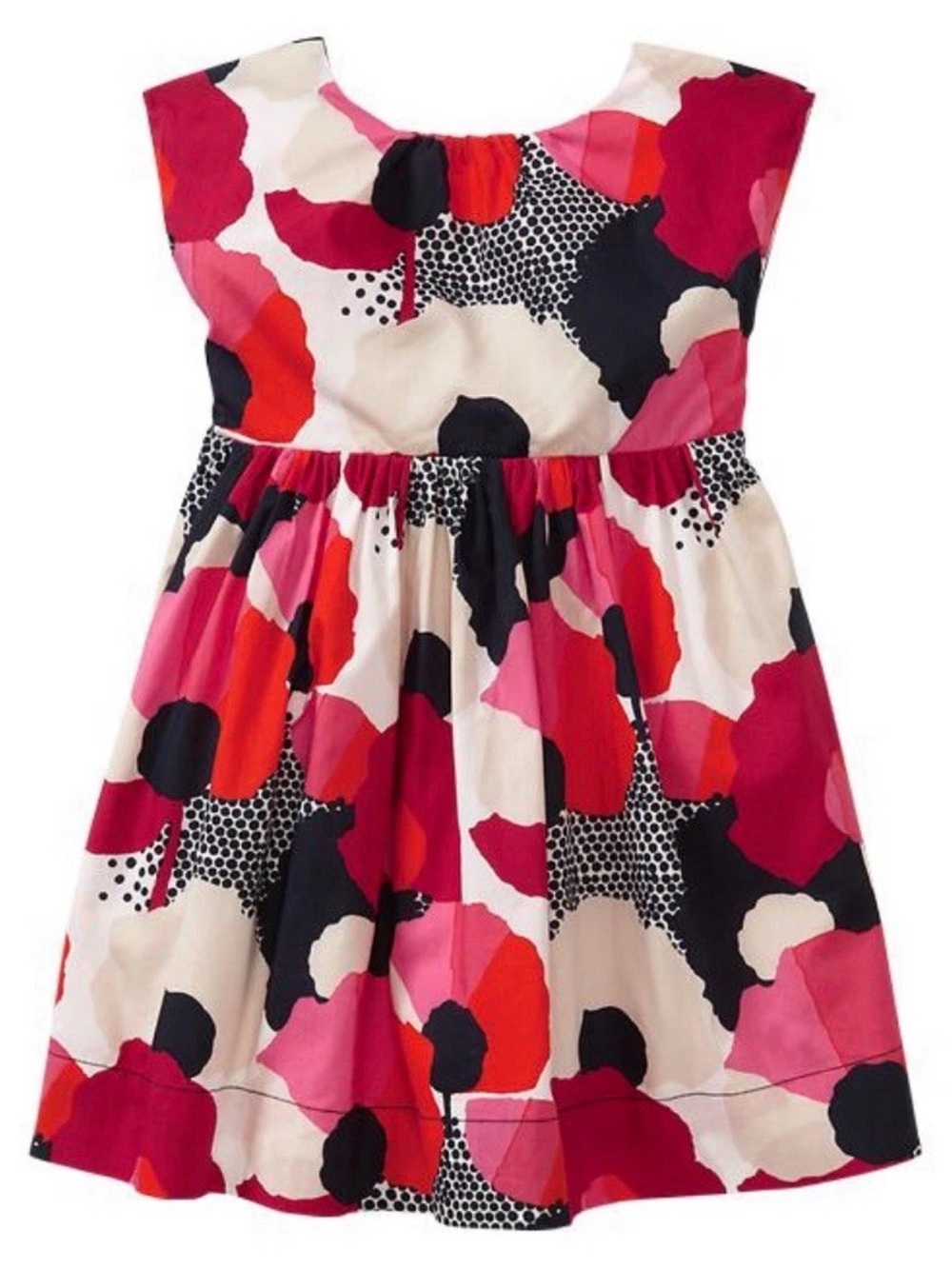 Baby Gap Bow-Back Fit-&-Flare Dress Poppy Floral Red Pink Navy